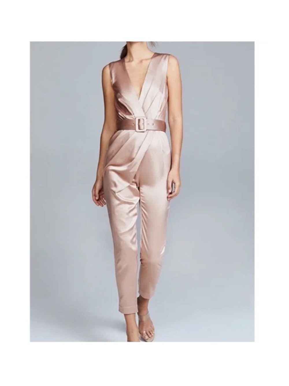 MISHA Collection Mauve Pink Satin Jumpsuit- size 8 Medium